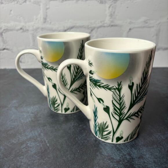 Set of 2 2020 Starbucks Christmas Mugs Tree Branches Ornaments Lights 11 oz - Picture 4 of 6